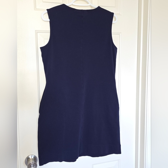 Coastal Navy & White Cotton Shift Dress | Effortless Chic M - Picture 3 of 5